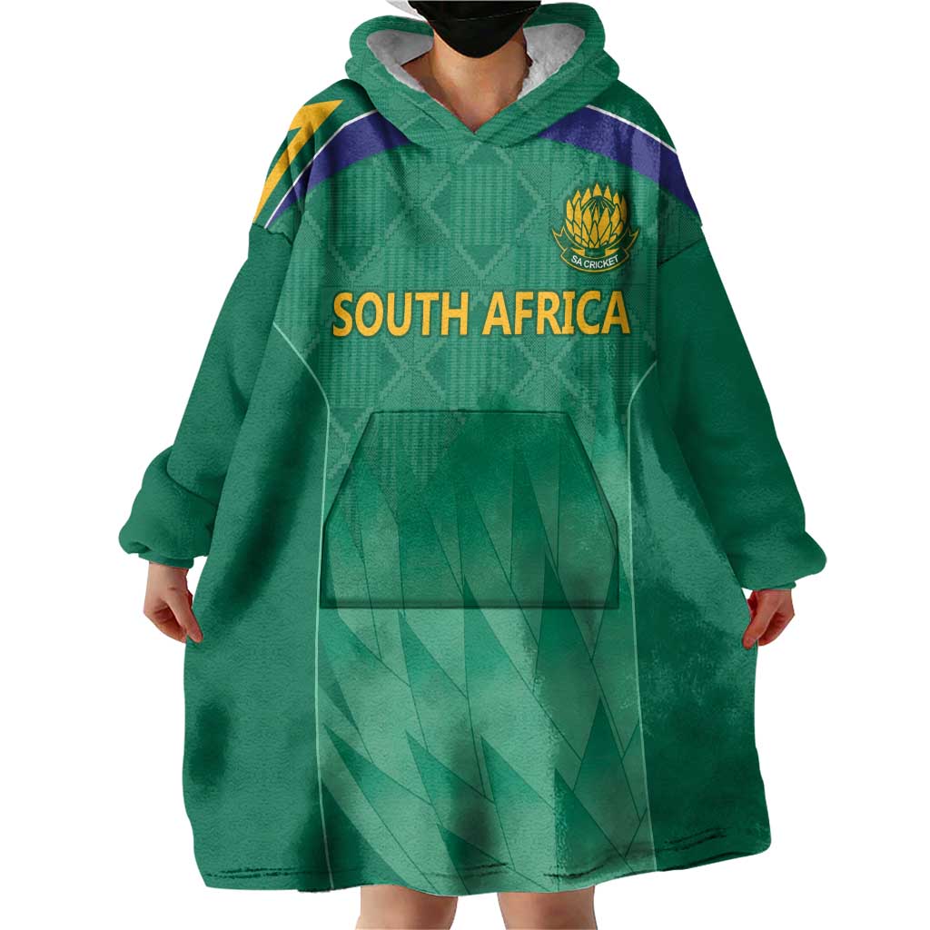 South Africa Cricket Custom Wearable Blanket Hoodie Proteas Green - Vibe Hoodie Shop