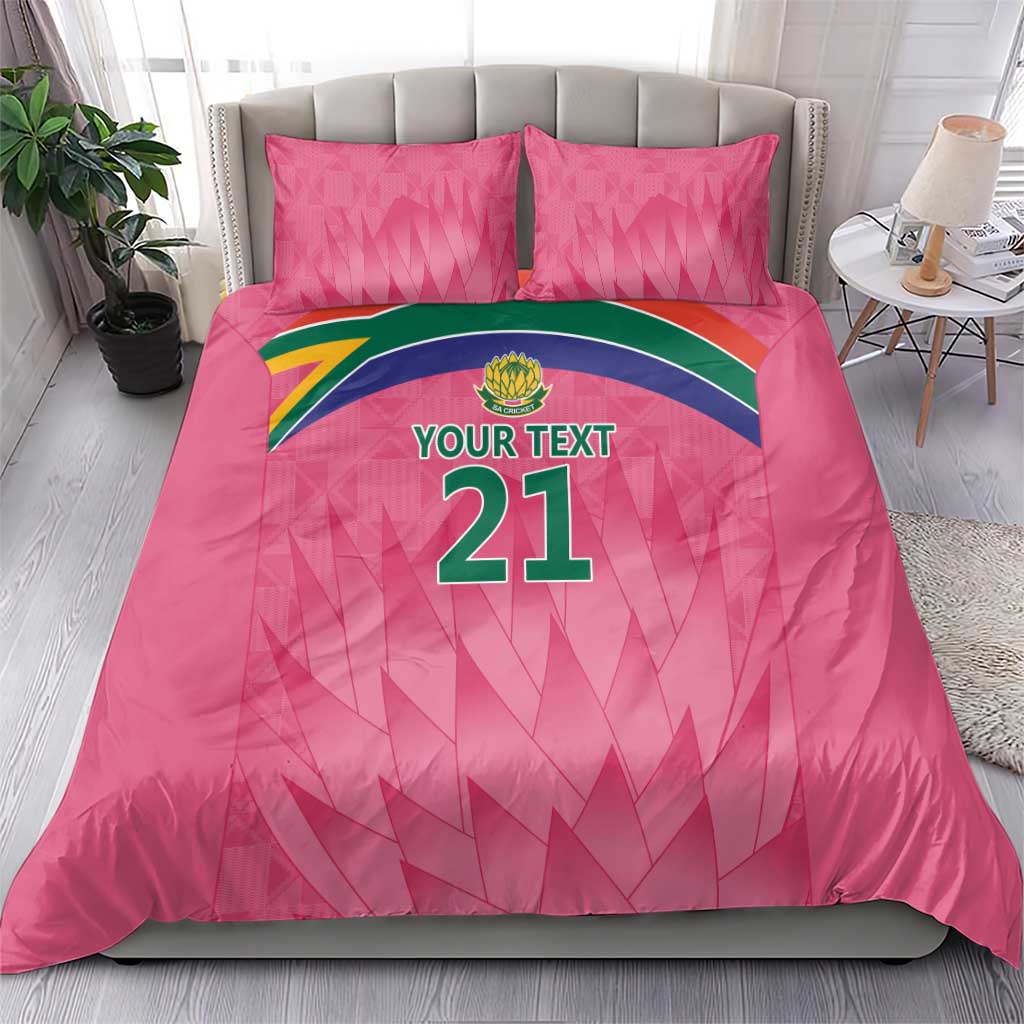 South Africa Cricket Custom Bedding Set Proteas Pink - Vibe Hoodie Shop