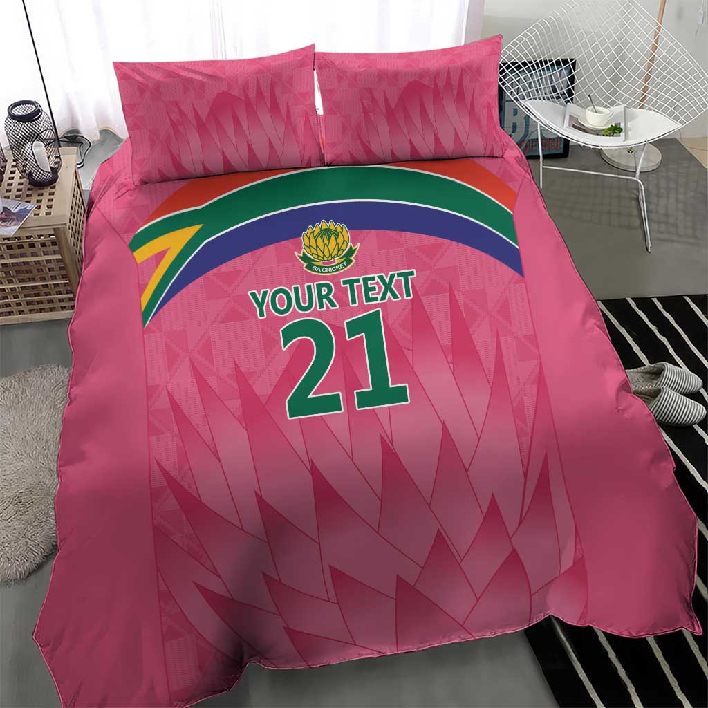 South Africa Cricket Custom Bedding Set Proteas Pink - Vibe Hoodie Shop