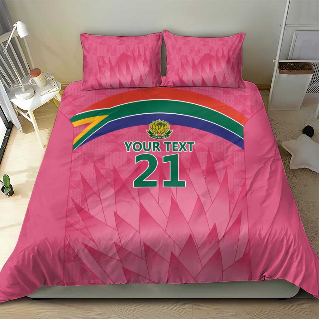 South Africa Cricket Custom Bedding Set Proteas Pink - Vibe Hoodie Shop