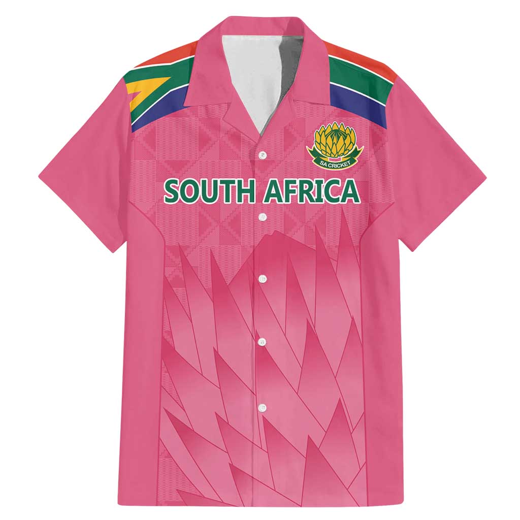 South Africa Cricket Custom Family Matching Mermaid Dress and Hawaiian Shirt Proteas Pink