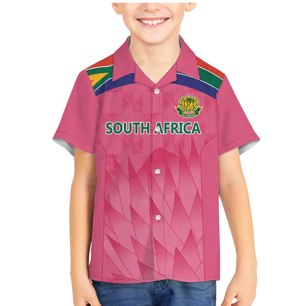 South Africa Cricket Custom Family Matching Mermaid Dress and Hawaiian Shirt Proteas Pink