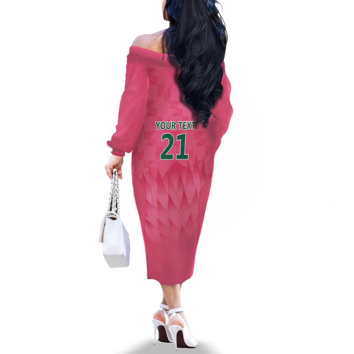 South Africa Cricket Custom Family Matching Off The Shoulder Long Sleeve Dress and Hawaiian Shirt Proteas Pink