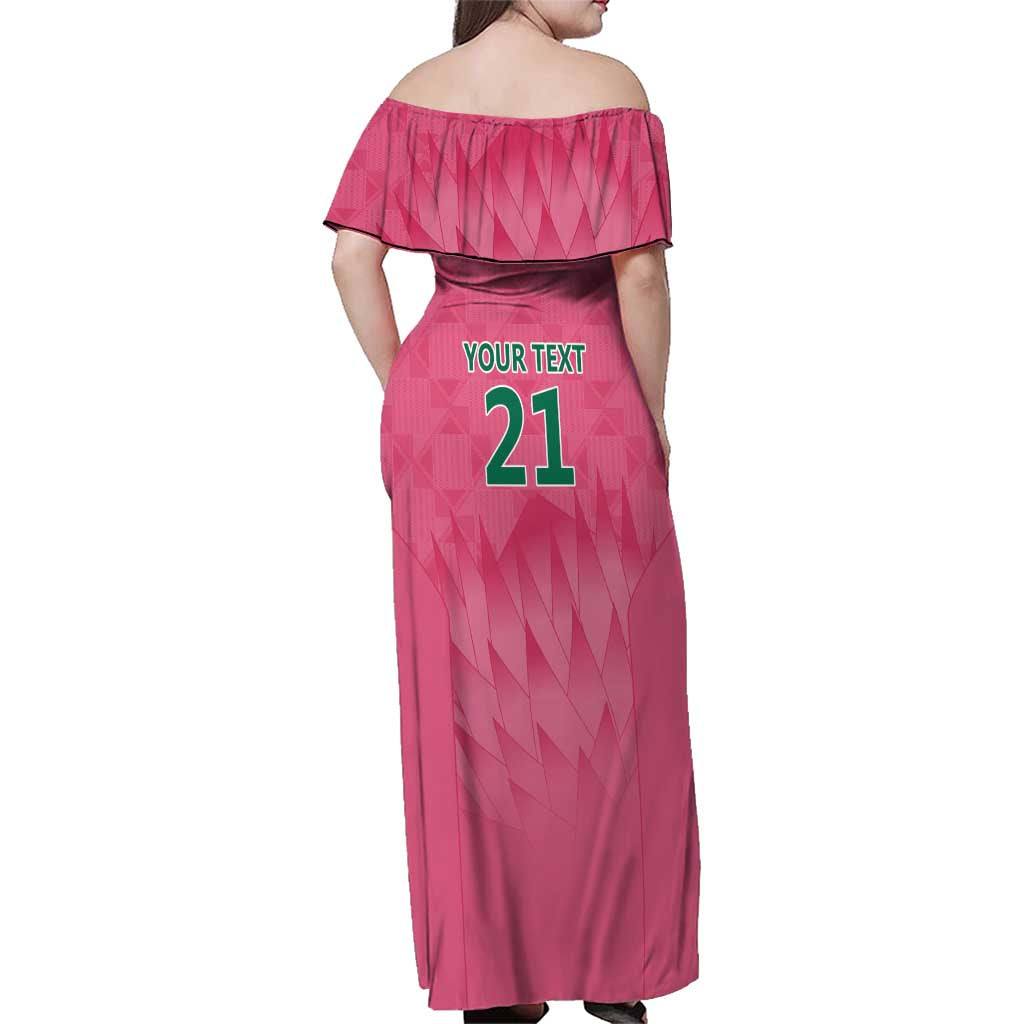 South Africa Cricket Custom Family Matching Off Shoulder Maxi Dress and Hawaiian Shirt Proteas Pink