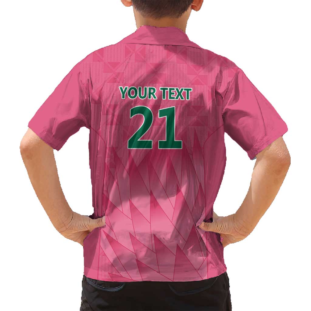 South Africa Cricket Custom Family Matching Off Shoulder Short Dress and Hawaiian Shirt Proteas Pink