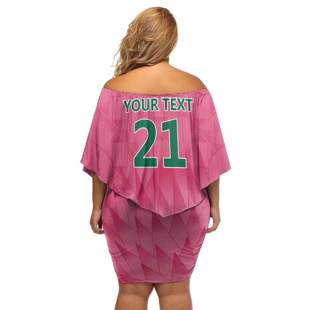 South Africa Cricket Custom Family Matching Off Shoulder Short Dress and Hawaiian Shirt Proteas Pink