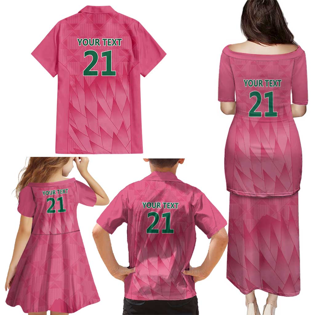 South Africa Cricket Custom Family Matching Puletasi and Hawaiian Shirt Proteas Pink