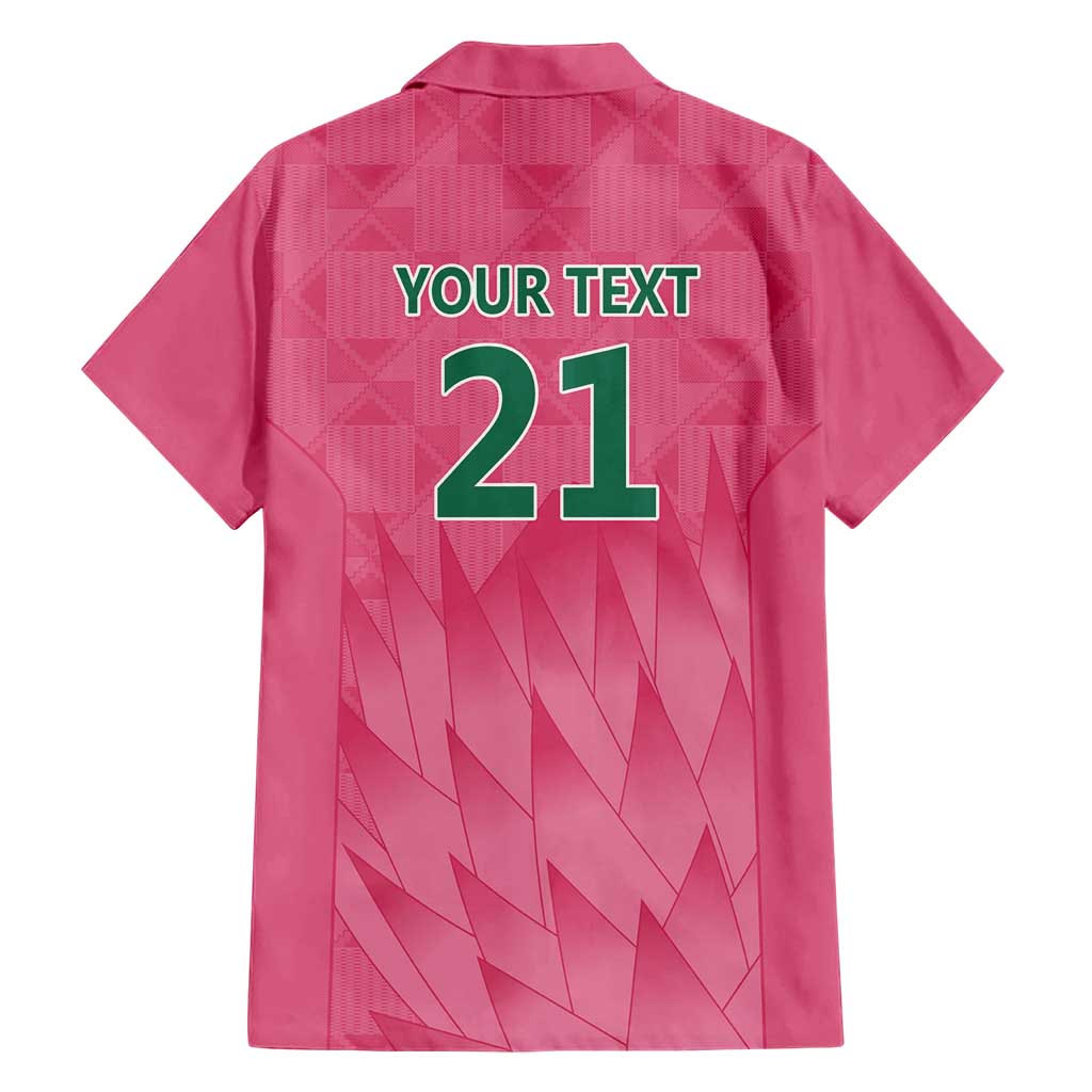 South Africa Cricket Custom Family Matching Short Sleeve Bodycon Dress and Hawaiian Shirt Proteas Pink