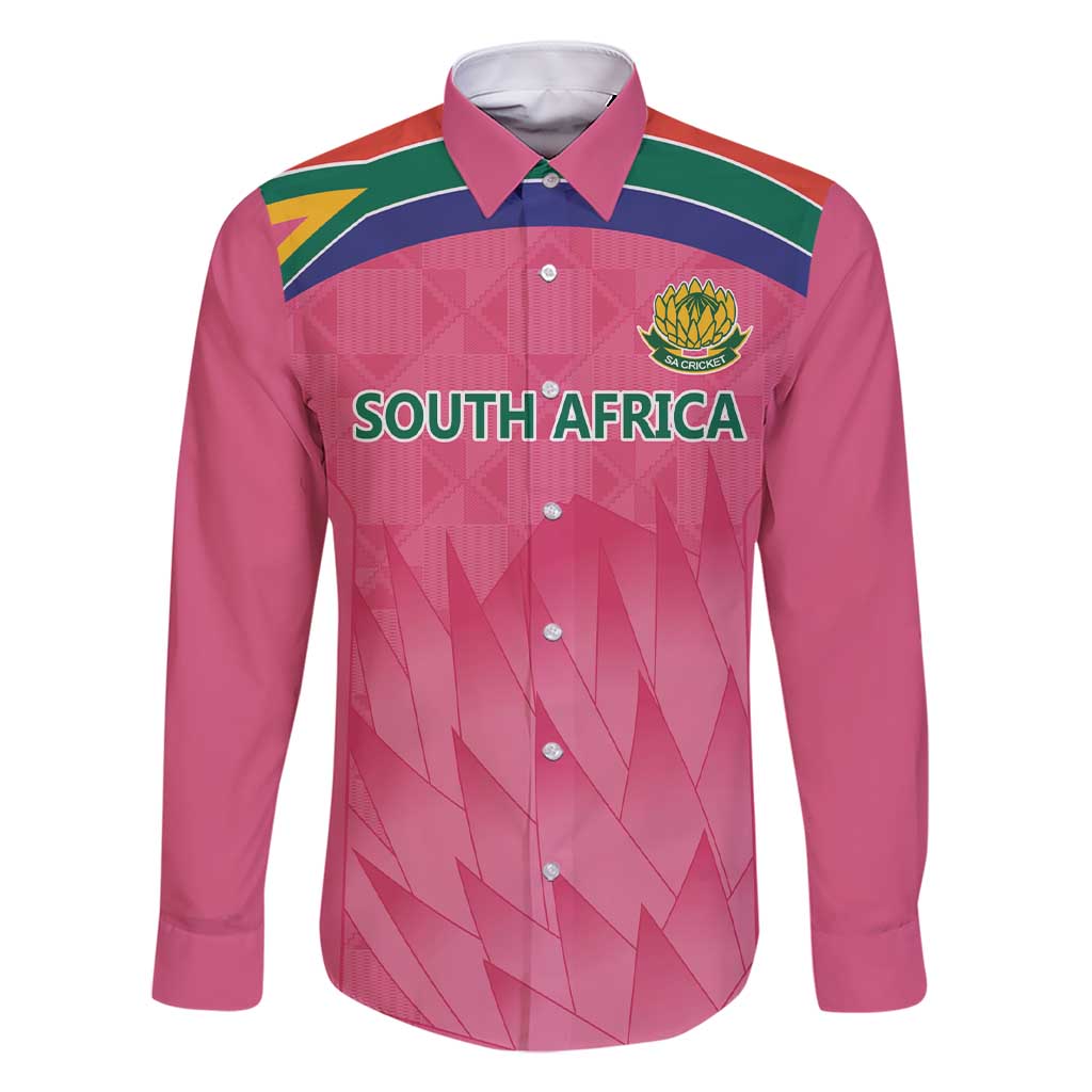 South Africa Cricket Custom Family Matching Short Sleeve Bodycon Dress and Hawaiian Shirt Proteas Pink