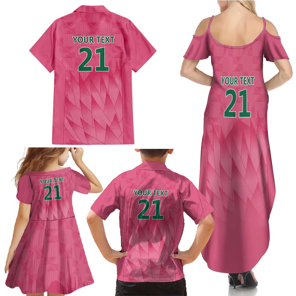 South Africa Cricket Custom Family Matching Summer Maxi Dress and Hawaiian Shirt Proteas Pink