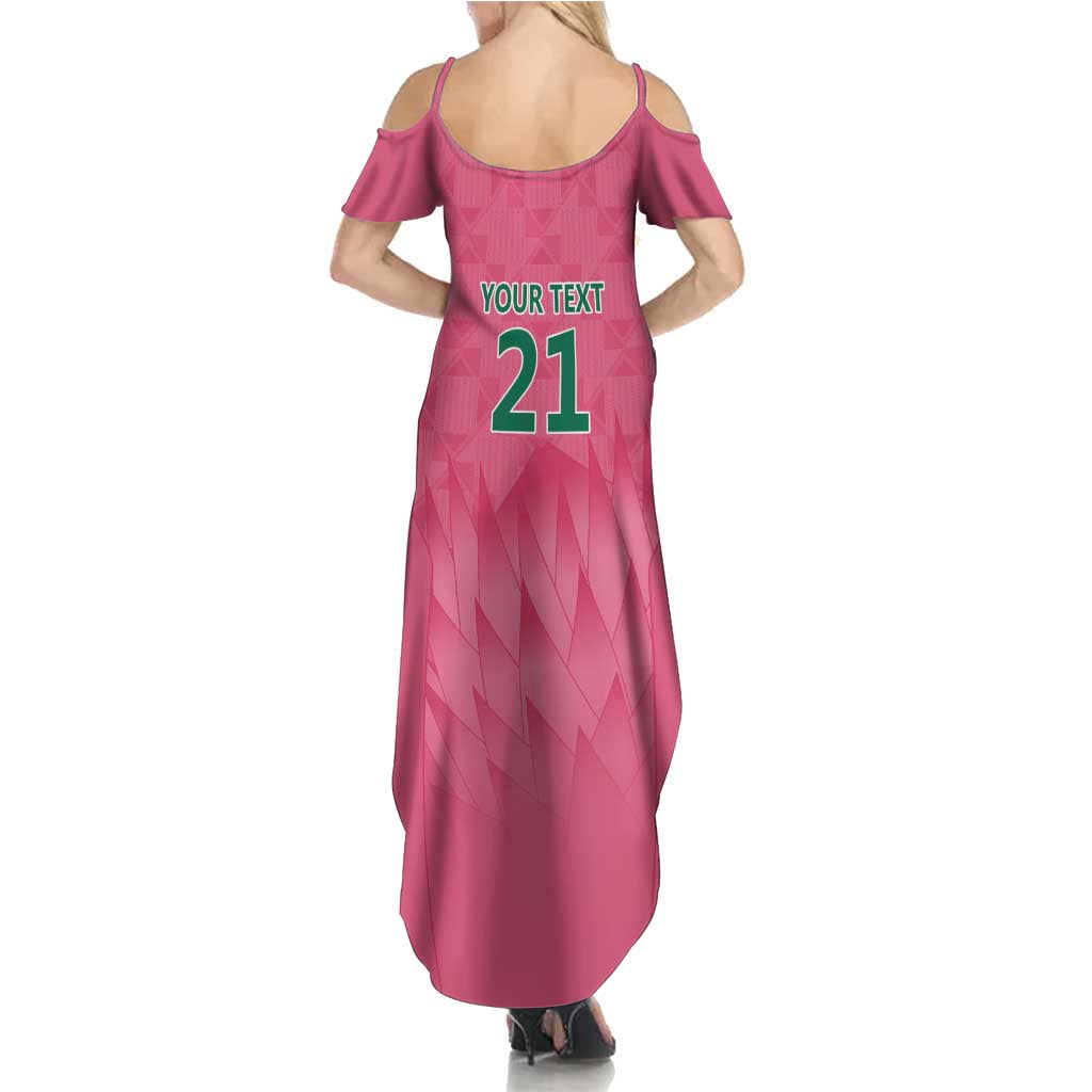 South Africa Cricket Custom Family Matching Summer Maxi Dress and Hawaiian Shirt Proteas Pink