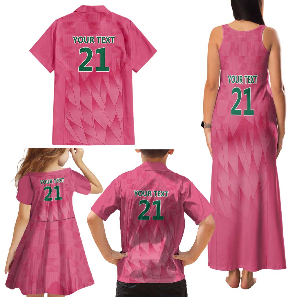 South Africa Cricket Custom Family Matching Tank Maxi Dress and Hawaiian Shirt Proteas Pink