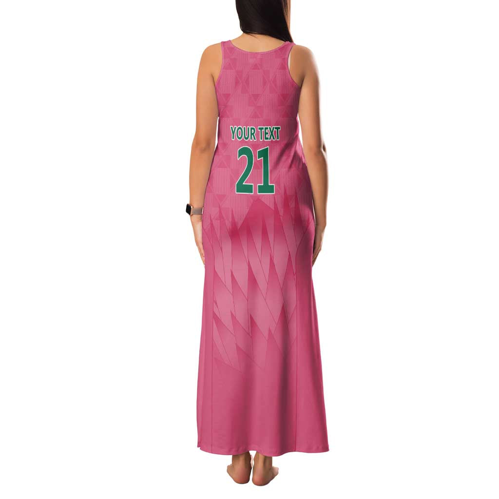 South Africa Cricket Custom Family Matching Tank Maxi Dress and Hawaiian Shirt Proteas Pink