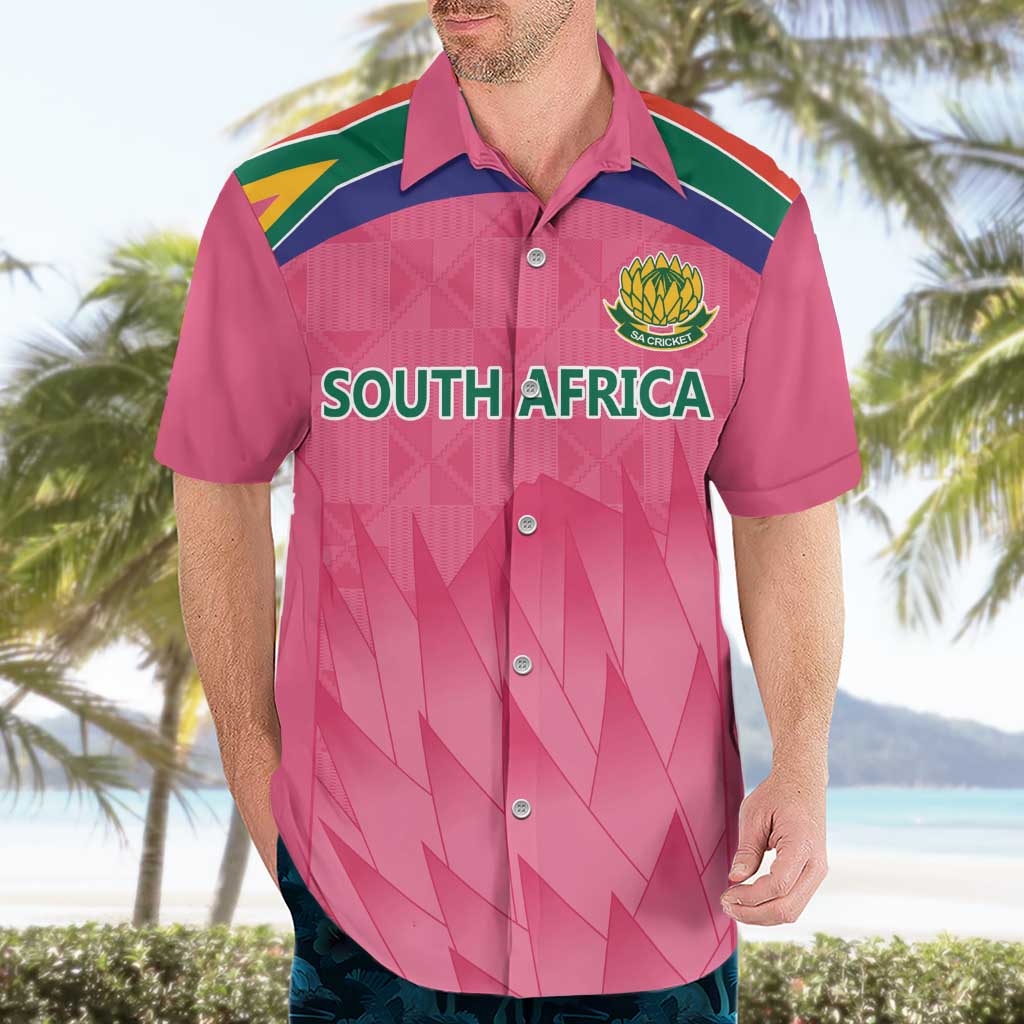 South Africa Cricket Custom Hawaiian Shirt Proteas Pink - Vibe Hoodie Shop