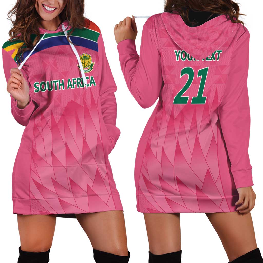 South Africa Cricket Custom Hoodie Dress Proteas Pink - Vibe Hoodie Shop