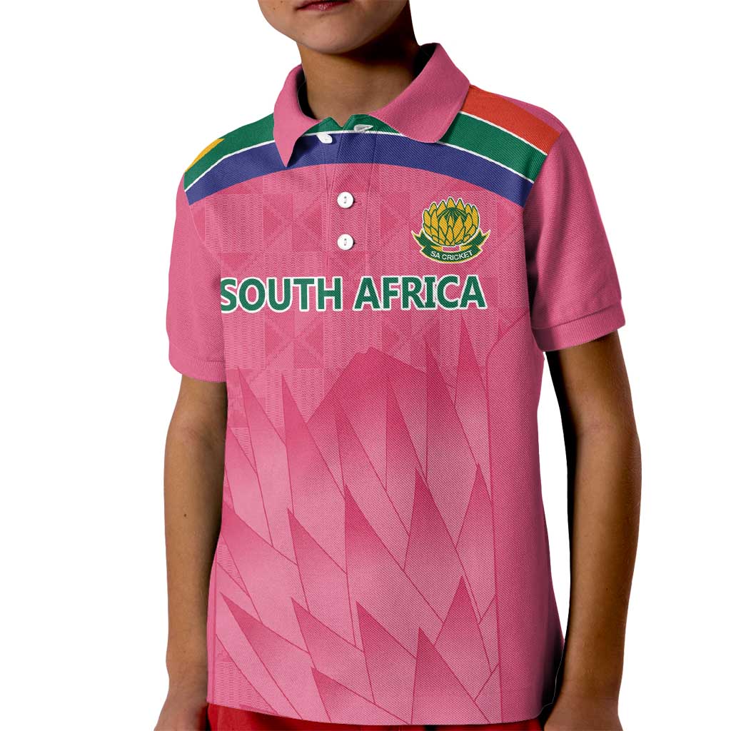 South Africa Cricket Custom Kid Polo Shirt Proteas Pink - Vibe Hoodie Shop