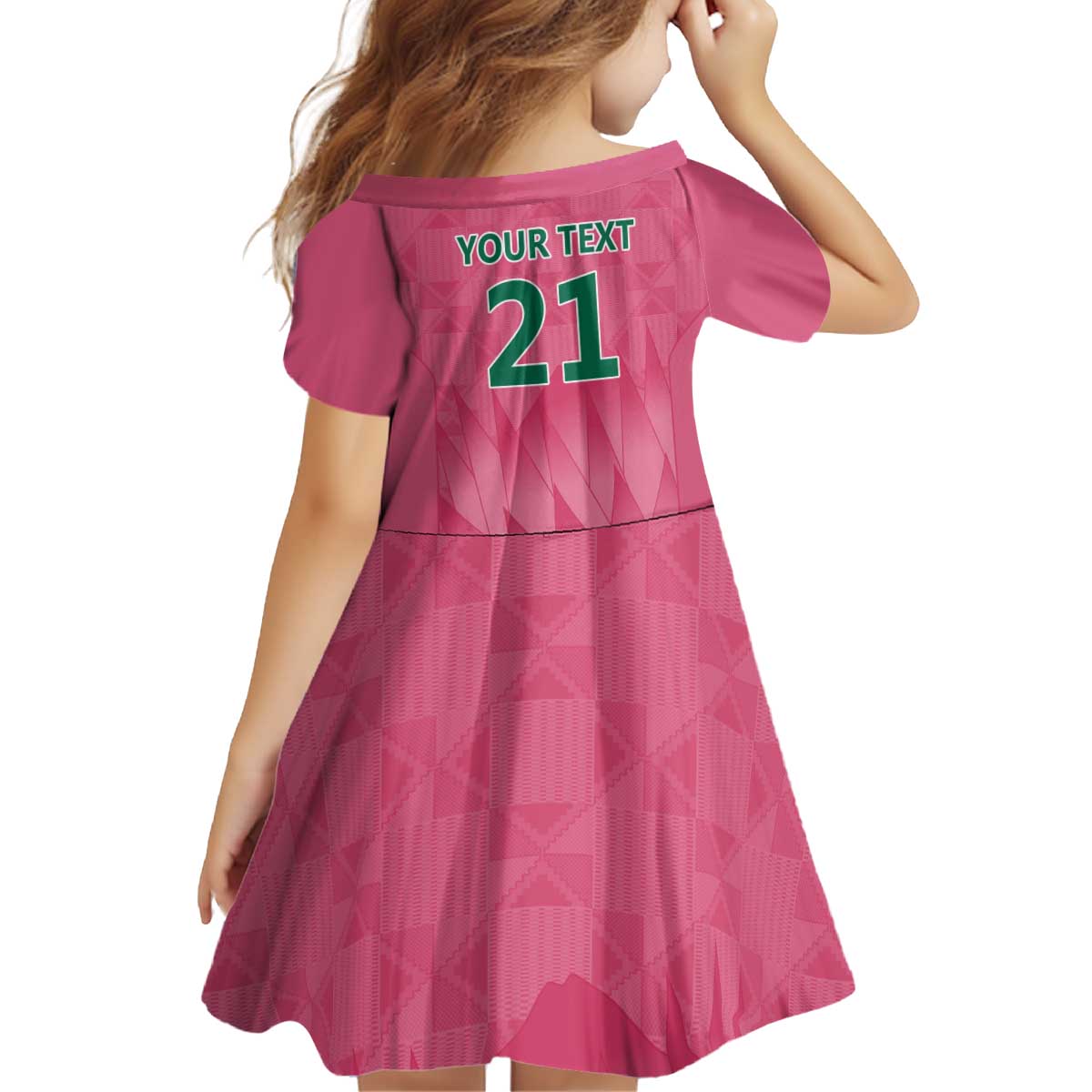 South Africa Cricket Custom Kid Short Sleeve Dress Proteas Pink - Vibe Hoodie Shop