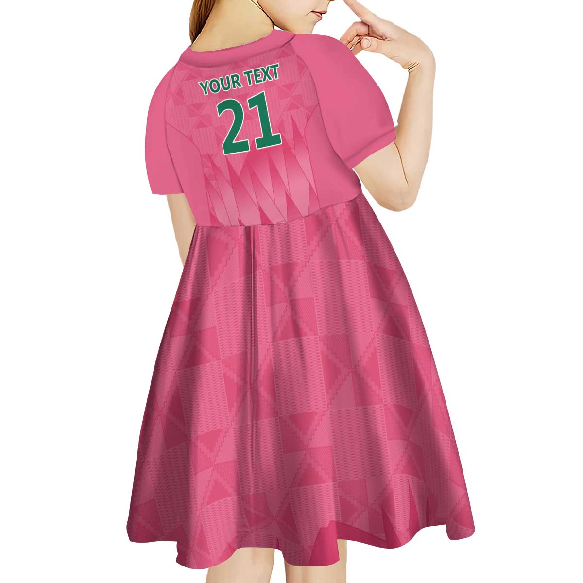 South Africa Cricket Custom Kid Short Sleeve Dress Proteas Pink - Vibe Hoodie Shop