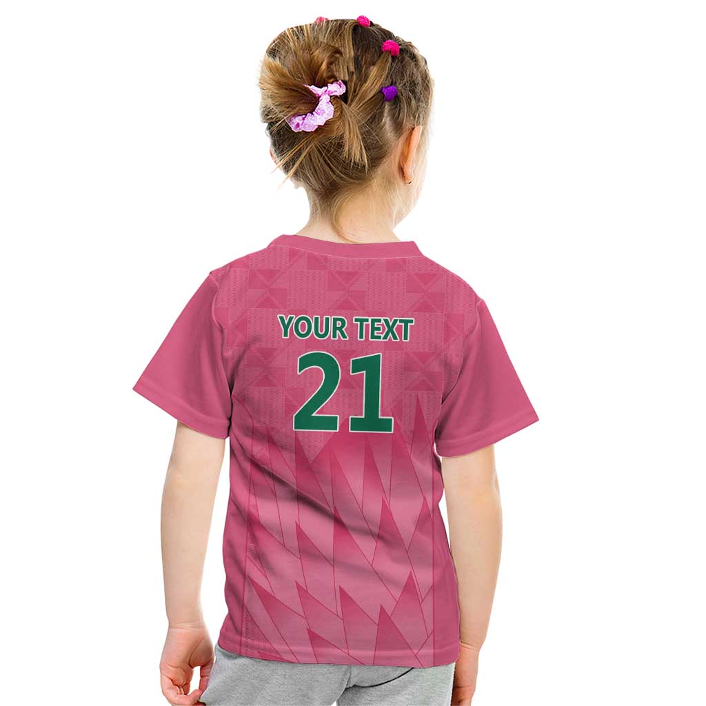 South Africa Cricket Custom Kid T Shirt Proteas Pink - Vibe Hoodie Shop