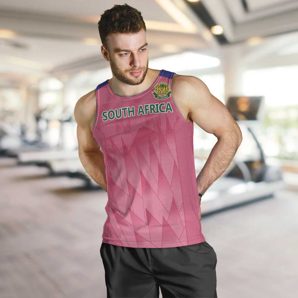 South Africa Cricket Custom Men Tank Top Proteas Pink - Vibe Hoodie Shop