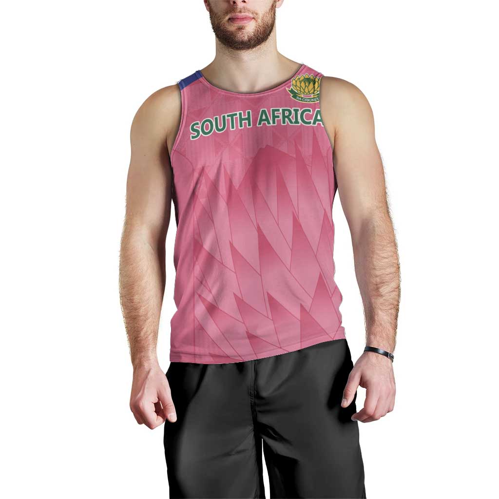 South Africa Cricket Custom Men Tank Top Proteas Pink - Vibe Hoodie Shop