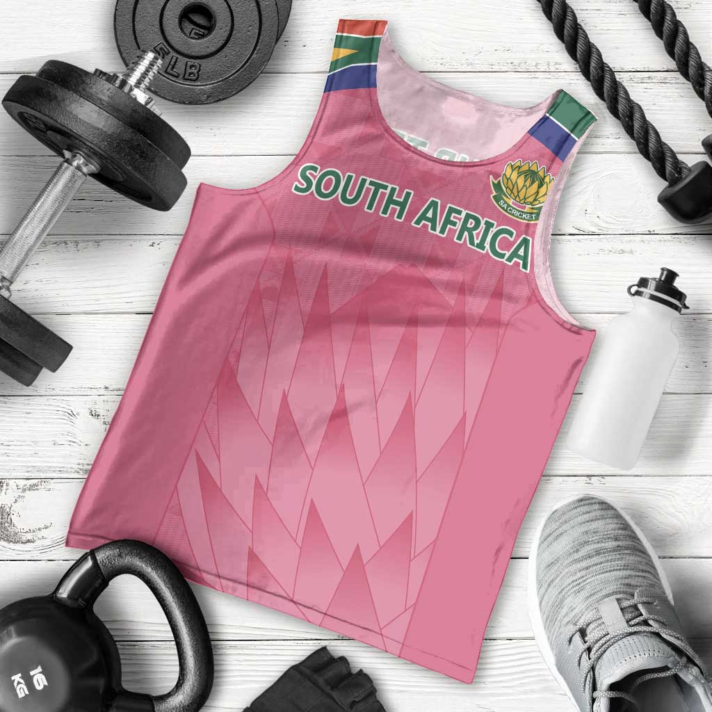 South Africa Cricket Custom Men Tank Top Proteas Pink - Vibe Hoodie Shop