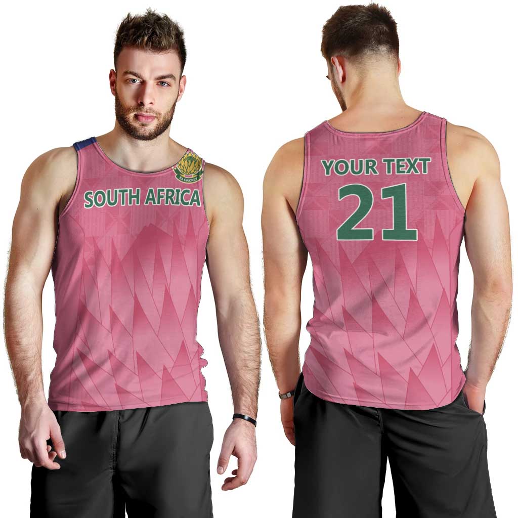 South Africa Cricket Custom Men Tank Top Proteas Pink - Vibe Hoodie Shop