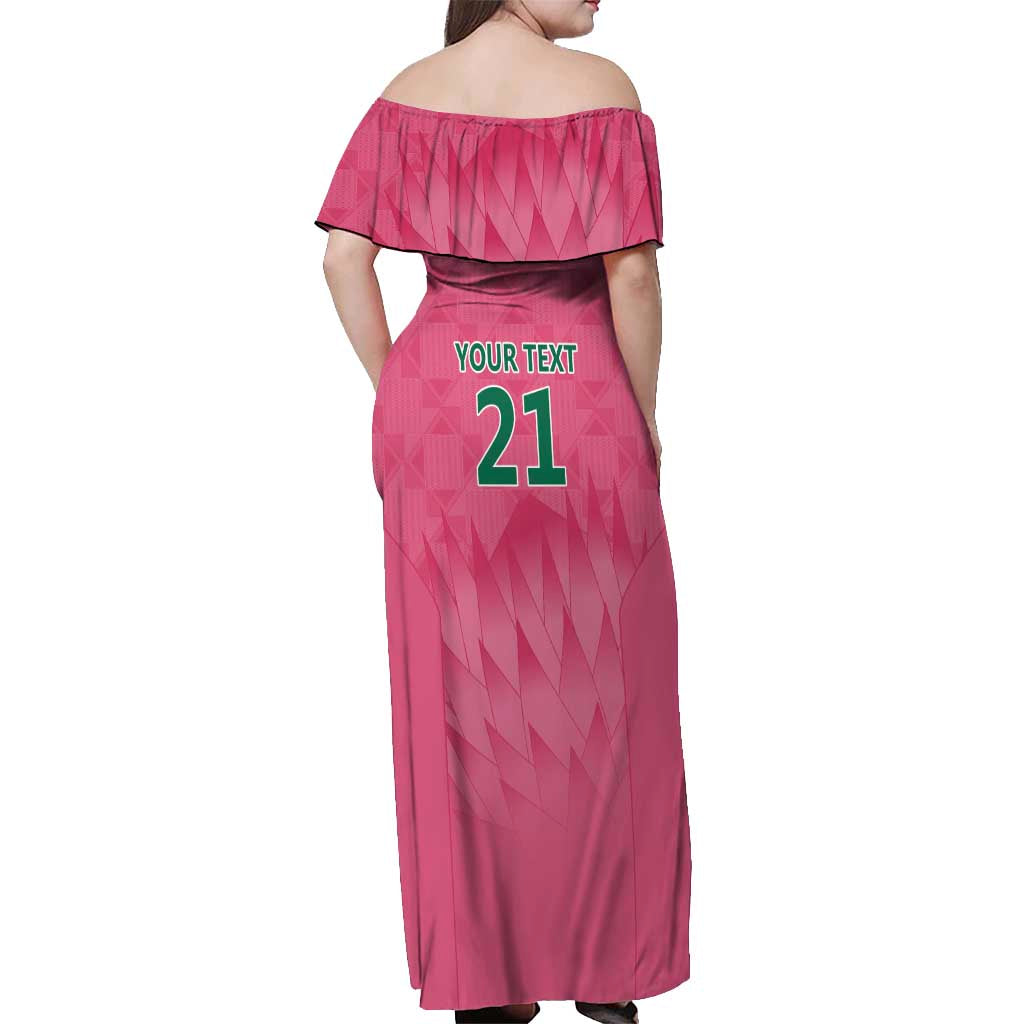 South Africa Cricket Custom Off Shoulder Maxi Dress Proteas Pink