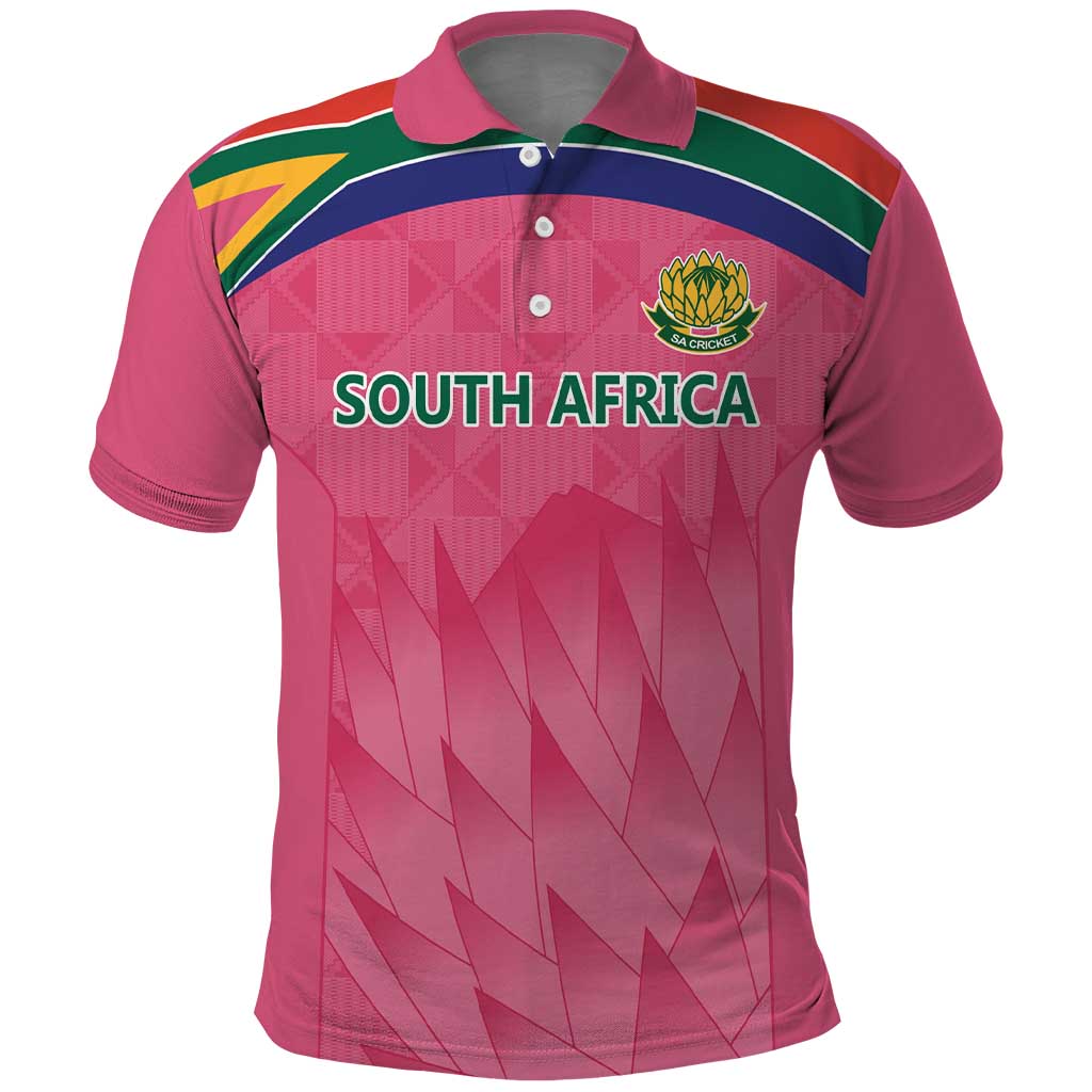 South Africa Cricket Custom Polo Shirt Proteas Pink LT9 - Vibe Hoodie Shop