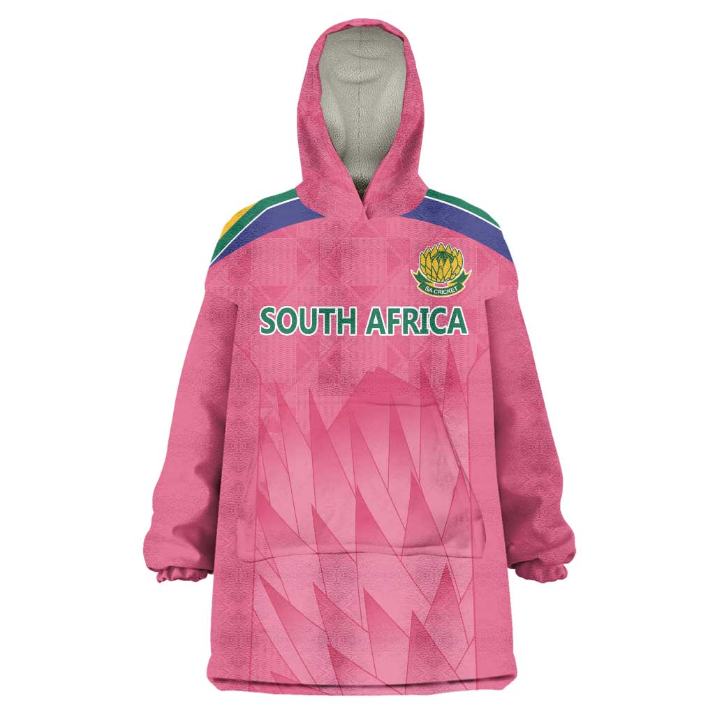 South Africa Cricket Custom Wearable Blanket Hoodie Proteas Pink - Vibe Hoodie Shop