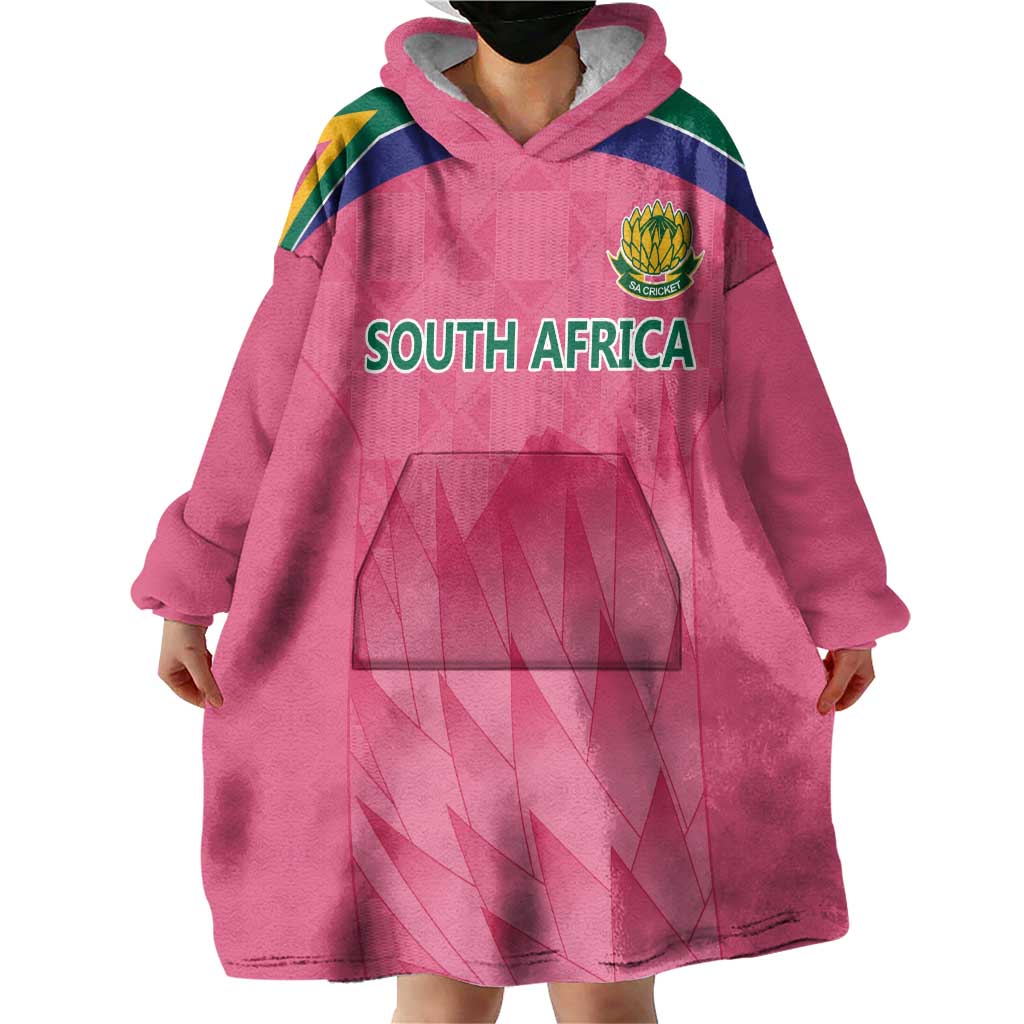 South Africa Cricket Custom Wearable Blanket Hoodie Proteas Pink - Vibe Hoodie Shop