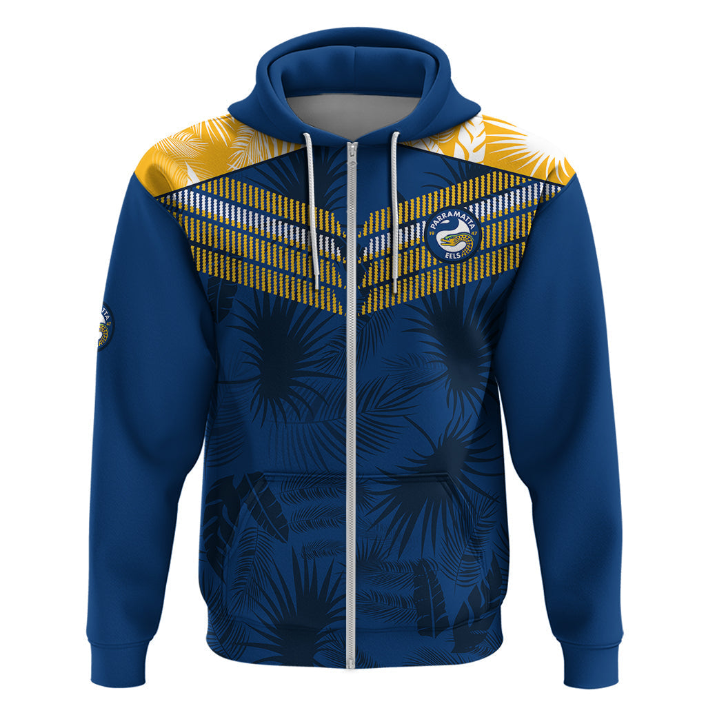 Parramatta Eels Rugby Hoodie Simple Hawaiian Palms Leaf LT9 - Vibe Hoodie Shop