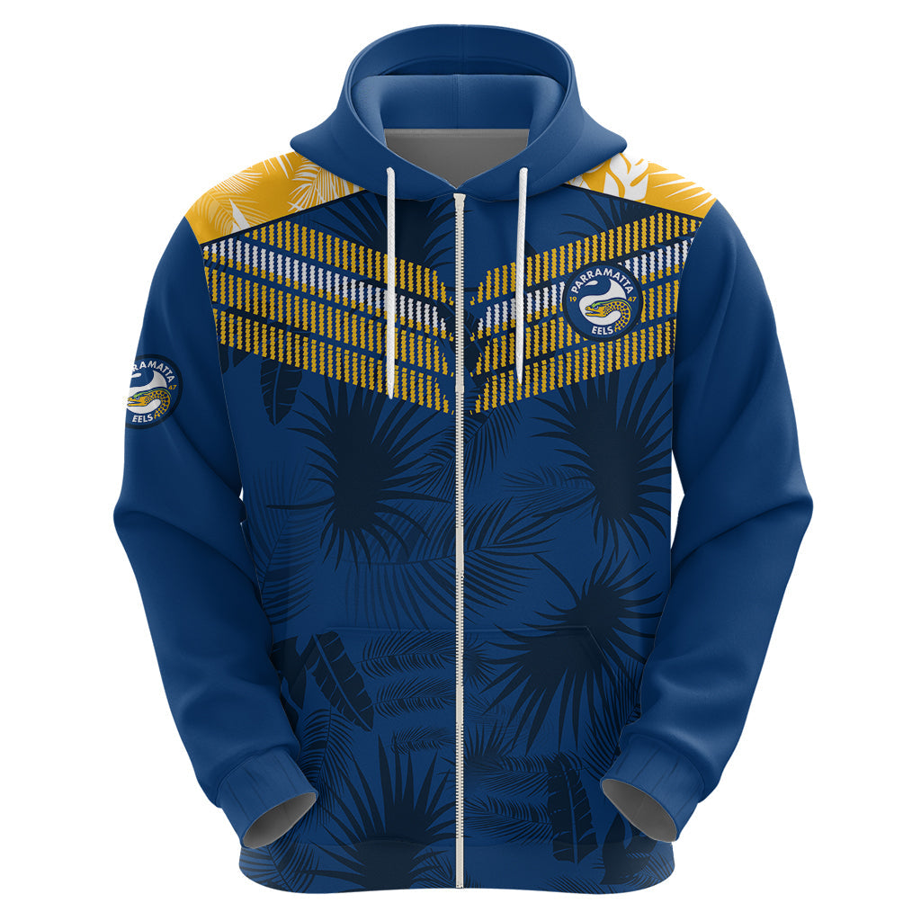 Parramatta Eels Rugby Hoodie Simple Hawaiian Palms Leaf LT9 - Vibe Hoodie Shop