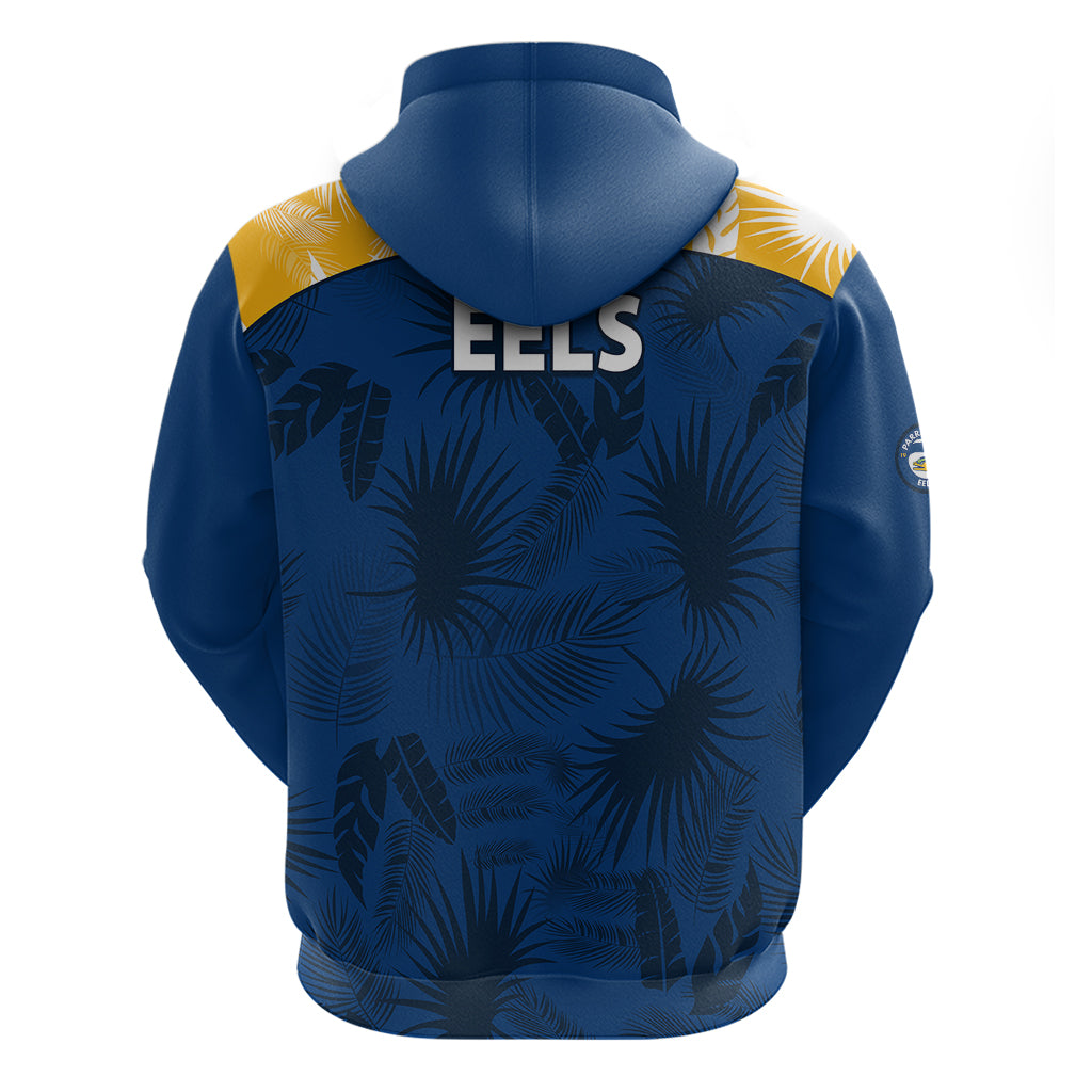 Parramatta Eels Rugby Hoodie Simple Hawaiian Palms Leaf LT9 - Vibe Hoodie Shop