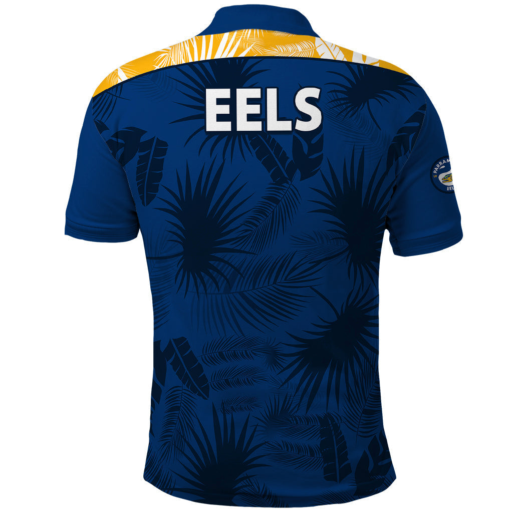 Parramatta Eels Rugby Polo Shirt Simple Hawaiian Palms Leaf LT9 - Vibe Hoodie Shop