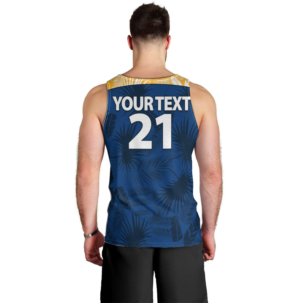 (Custom Text And Number) Parramatta Eels Rugby Men Tank Top Simple Hawaiian Palms Leaf - Vibe Hoodie Shop