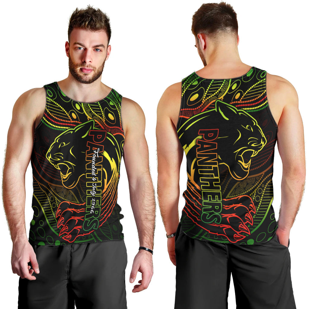 2023 Panthers NRL Men Tank Top Aboriginal Founded 1966 - Vibe Hoodie Shop