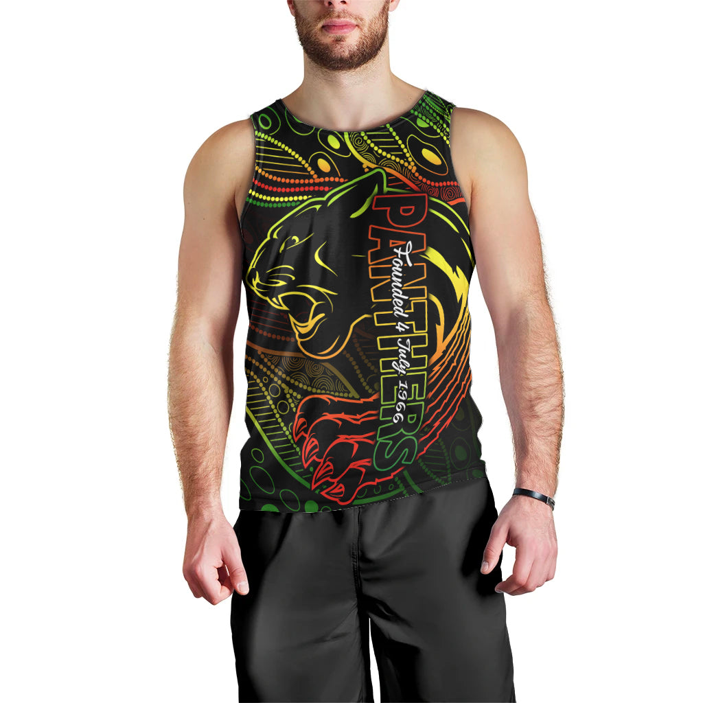 2023 Panthers NRL Men Tank Top Aboriginal Founded 1966 - Vibe Hoodie Shop