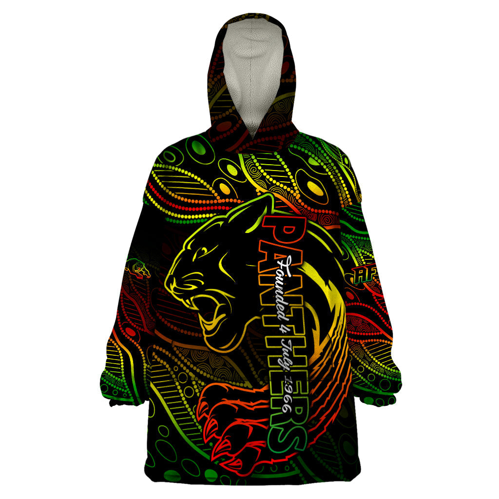 2023 Panthers NRL Wearable Blanket Hoodie Aboriginal Founded 1966 - Vibe Hoodie Shop