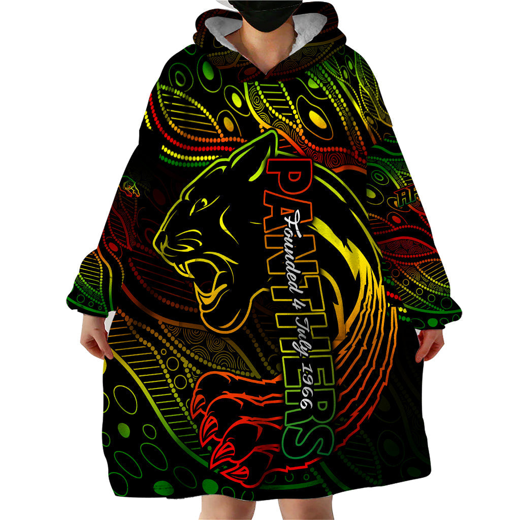 2023 Panthers NRL Wearable Blanket Hoodie Aboriginal Founded 1966 - Vibe Hoodie Shop