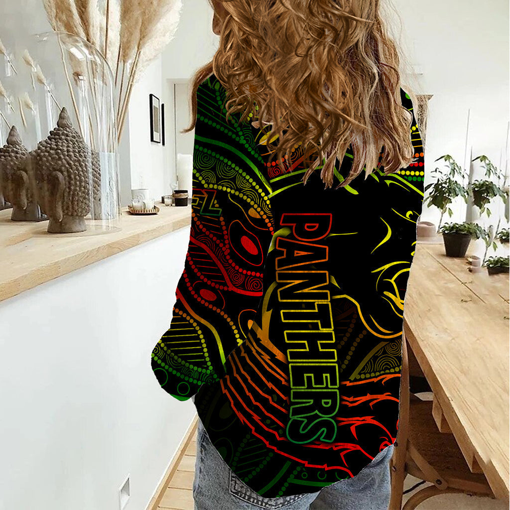 2023 Panthers NRL Women Casual Shirt Aboriginal Founded 1966 - Vibe Hoodie Shop