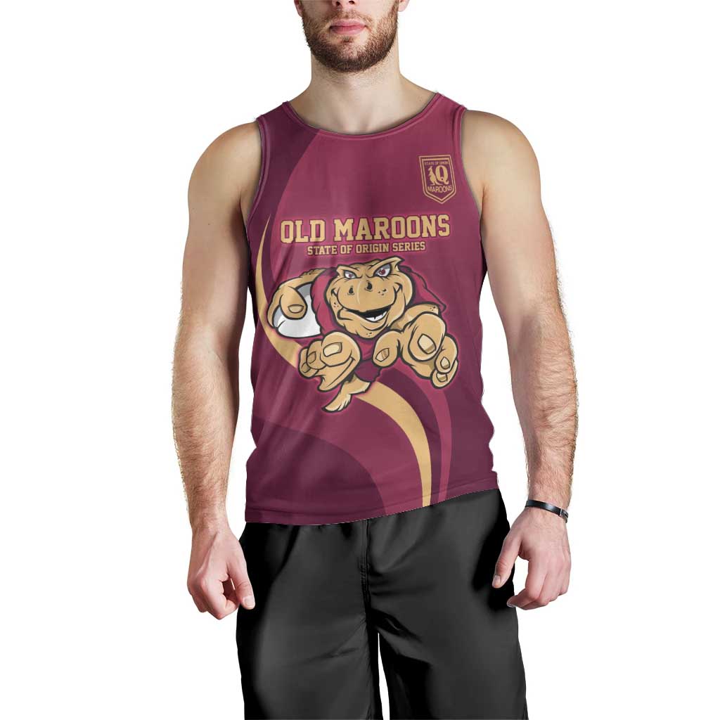 Custom QLD Maroons Cane Toad Men Tank Top Queensland Origin No1 - Vibe Hoodie Shop