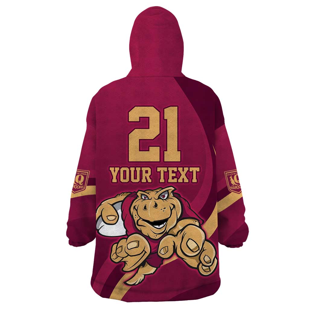 Custom QLD Maroons Cane Toad Wearable Blanket Hoodie Queensland Origin No1 - Vibe Hoodie Shop