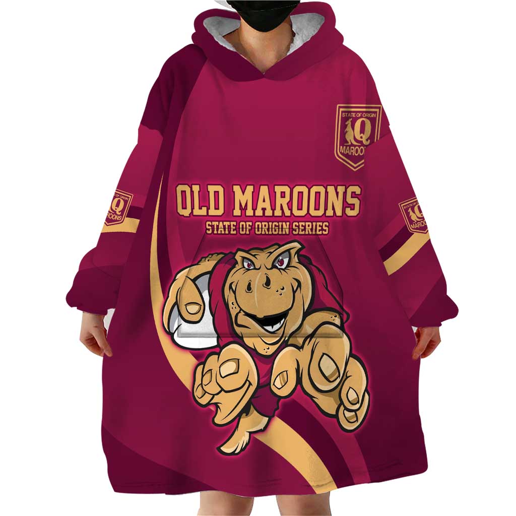 Custom QLD Maroons Cane Toad Wearable Blanket Hoodie Queensland Origin No1 - Vibe Hoodie Shop