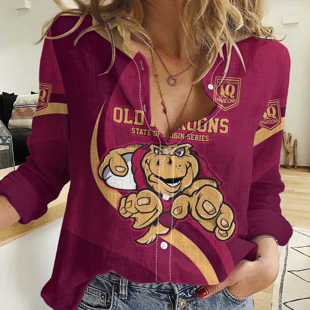 Custom QLD Maroons Cane Toad Women Casual Shirt Queensland Origin No1 - Vibe Hoodie Shop