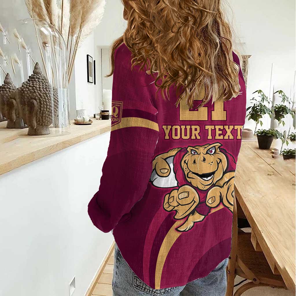 Custom QLD Maroons Cane Toad Women Casual Shirt Queensland Origin No1 - Vibe Hoodie Shop