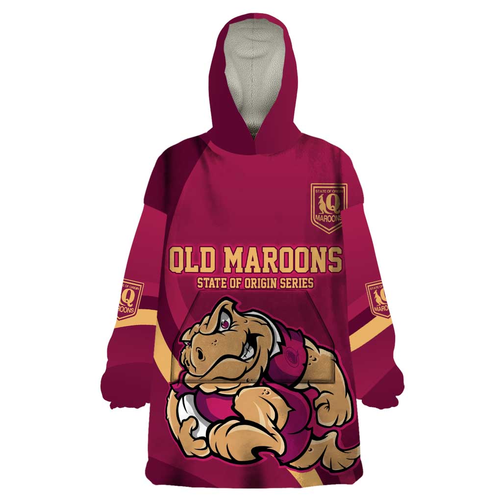 Custom QLD Maroons Cane Toad Wearable Blanket Hoodie Queensland Origin No2 - Vibe Hoodie Shop