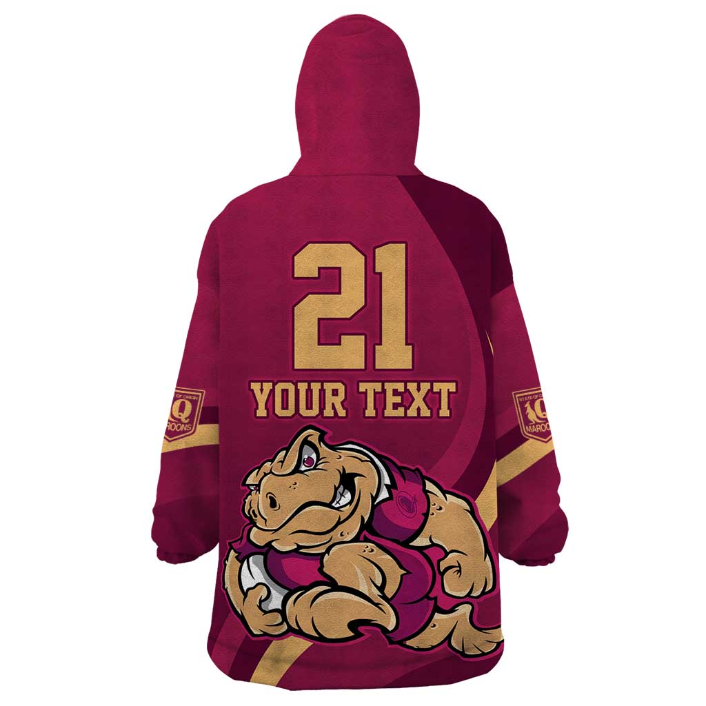 Custom QLD Maroons Cane Toad Wearable Blanket Hoodie Queensland Origin No2 - Vibe Hoodie Shop