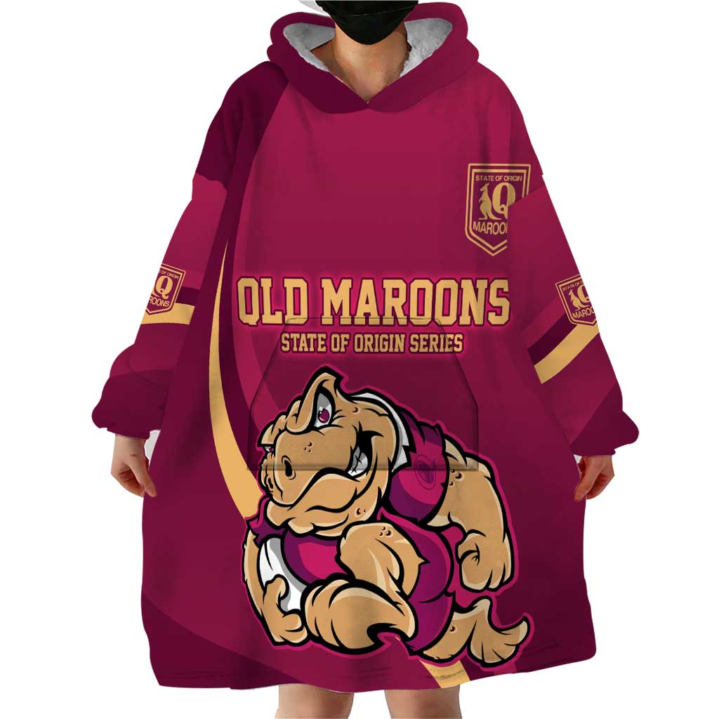 Custom QLD Maroons Cane Toad Wearable Blanket Hoodie Queensland Origin No2 - Vibe Hoodie Shop