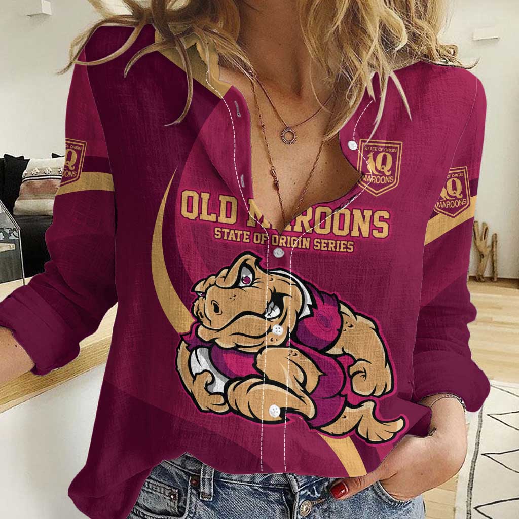 Custom QLD Maroons Cane Toad Women Casual Shirt Queensland Origin No2 - Vibe Hoodie Shop